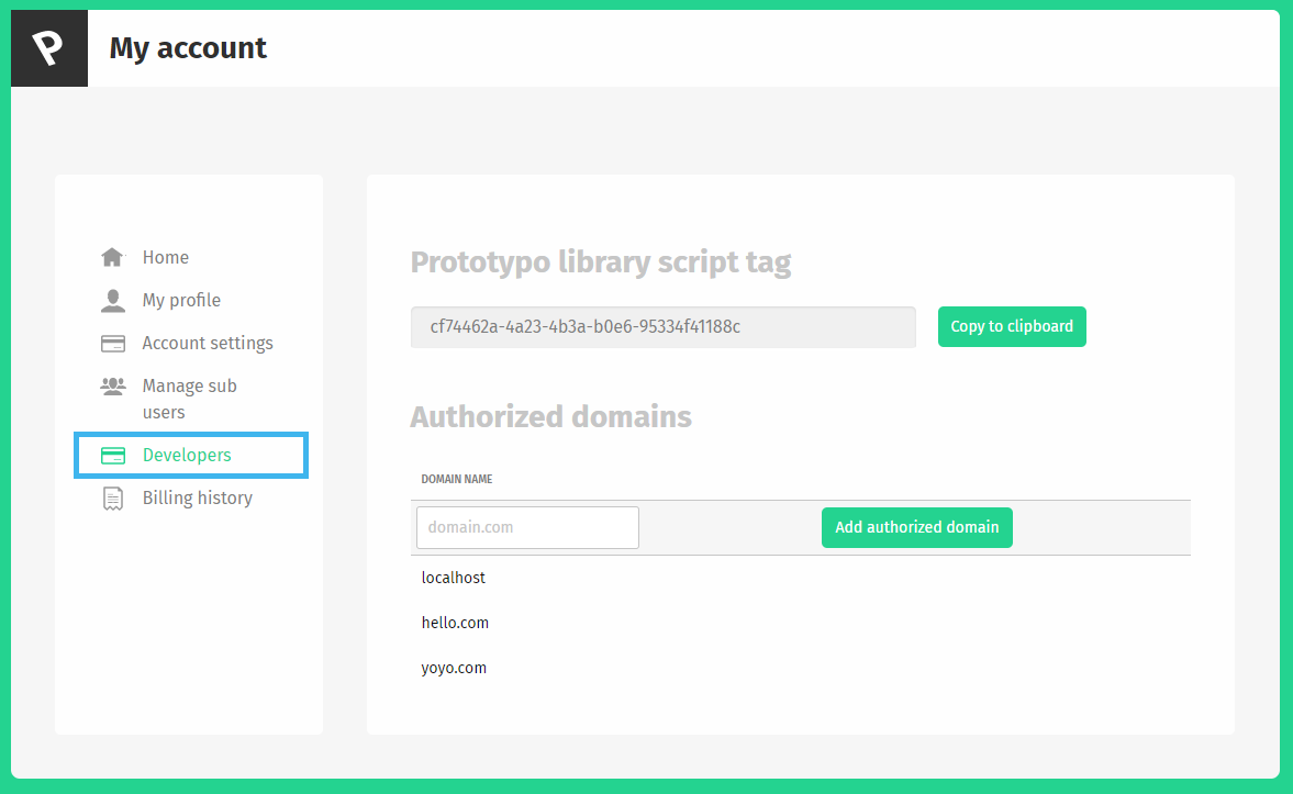 Developpers link location